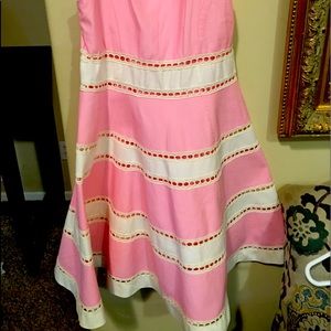 Little girls pink and white dress